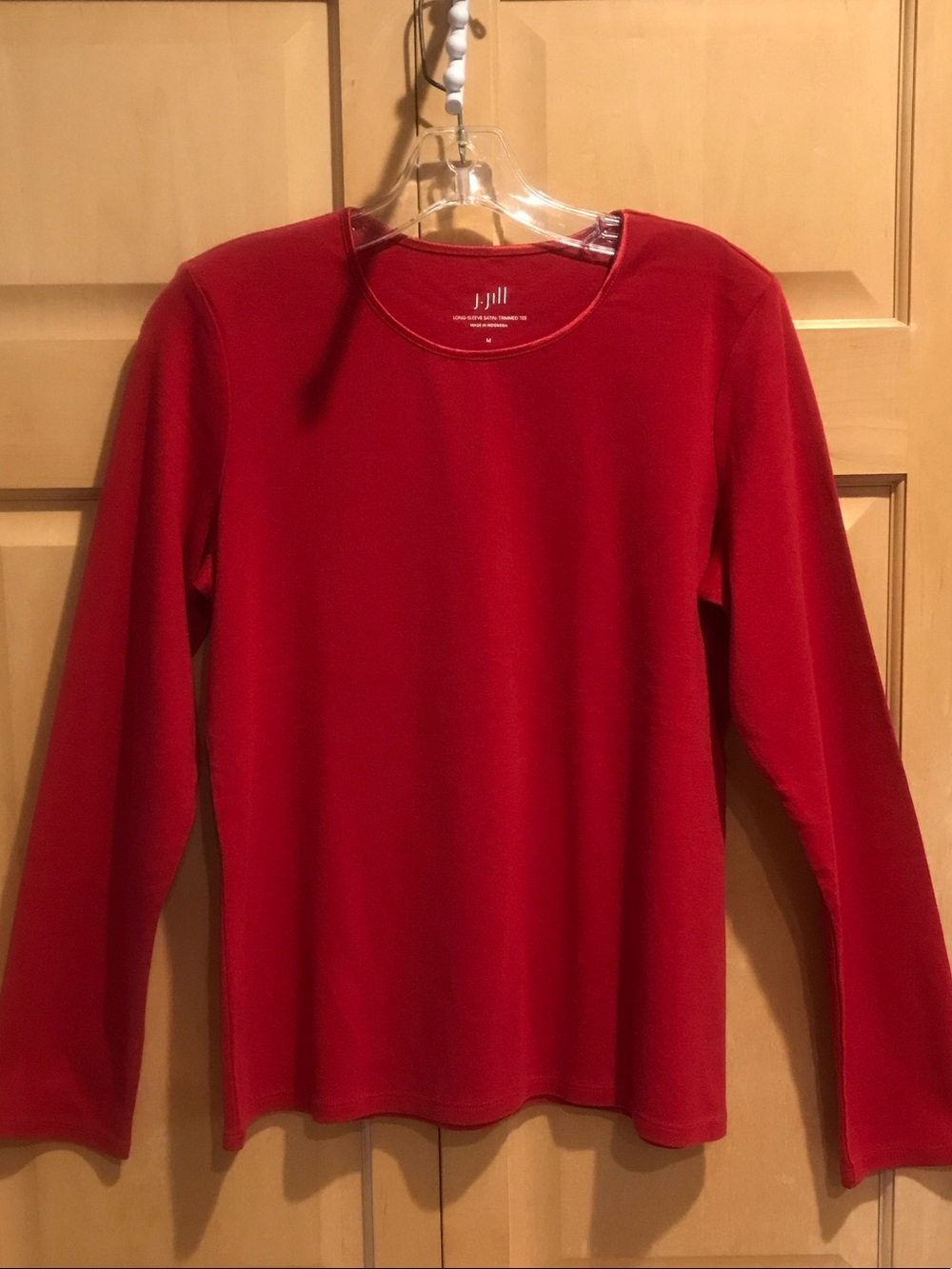 New J.Jill Red Crewneck Long-Sleeve Top